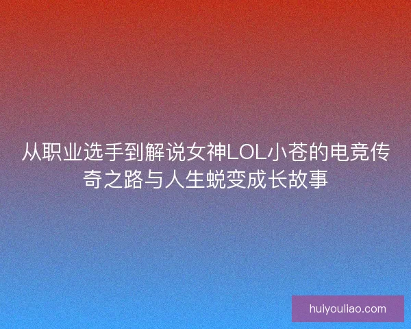 从职业选手到解说女神LOL小苍的电竞传奇之路与人生蜕变成长故事