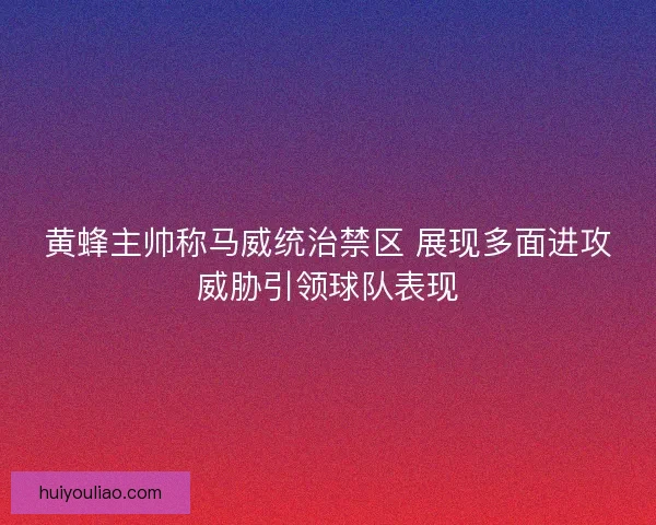 黄蜂主帅称马威统治禁区 展现多面进攻威胁引领球队表现