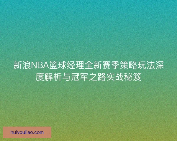 新浪NBA篮球经理全新赛季策略玩法深度解析与冠军之路实战秘笈